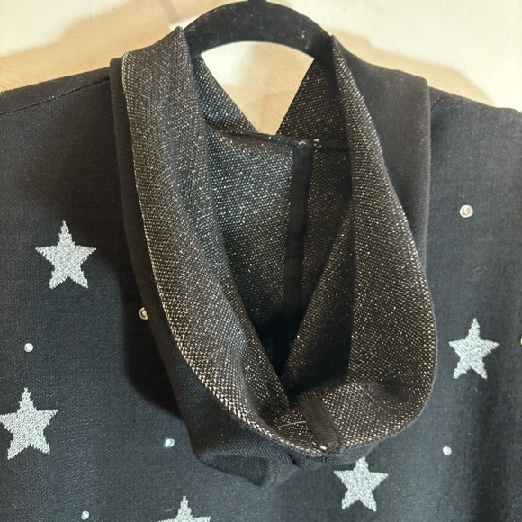 MARLED REUNITED CLOTHING Sz L Silver Stars Rhinestone Studded  Hooded Sweater - Picture 5 of 8